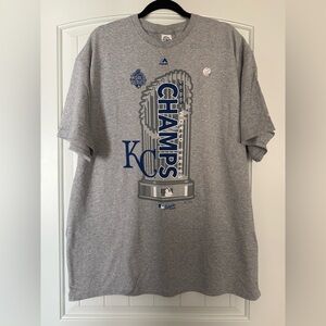 New Majestic Gray 2XL Tshirt 2015 World Series Champs KC Royals Short sleeve